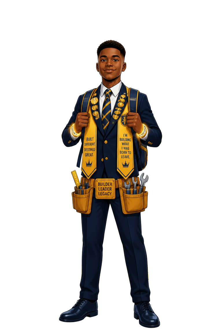A Level Up senior in a graduation stole, fully built after years in the program